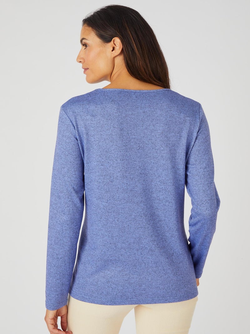 Tee-shirt maille chaude fleuri - Damart Bleu - Kiabi