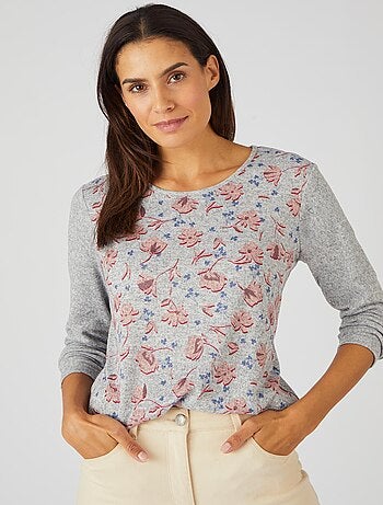Tee-shirt maille chaude fleuri - Damart