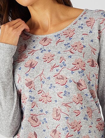Tee-shirt maille chaude fleuri - Damart