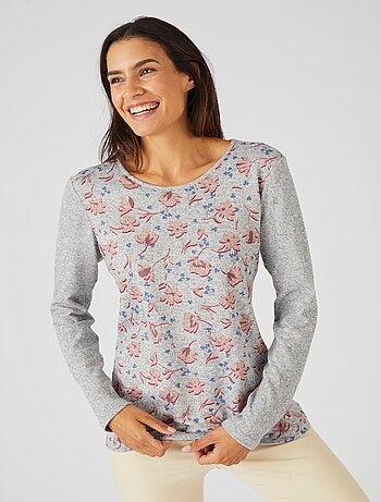 Tee-shirt maille chaude fleuri - Damart
