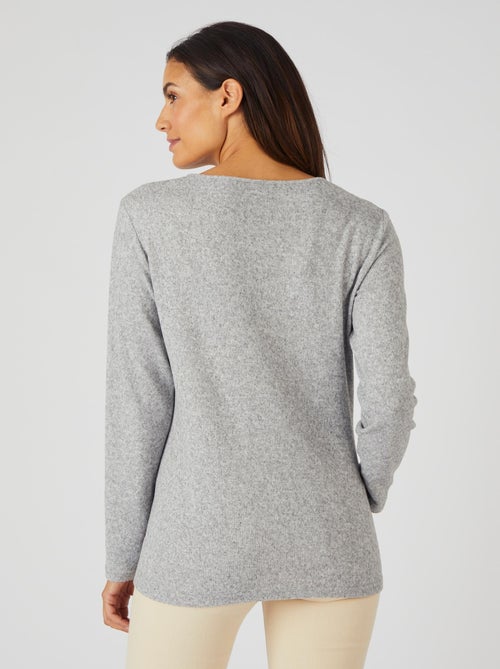 Tee-shirt maille chaude fleuri - Damart - Kiabi