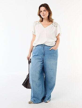 Tee-shirt maille crêpe et macramé