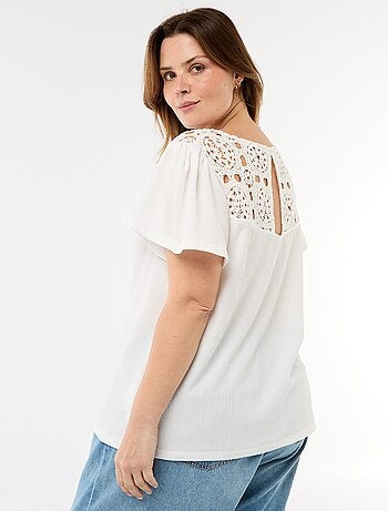 Tee-shirt maille crêpe et macramé