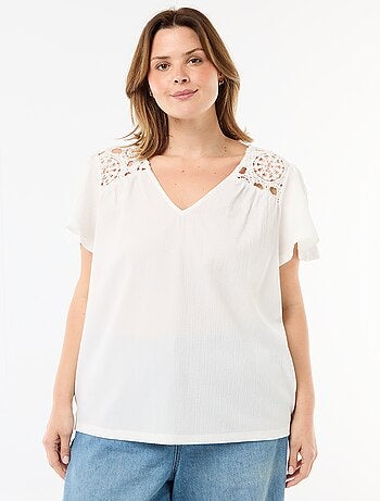 Tee-shirt maille crêpe et macramé