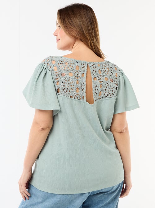 Tee-shirt maille crêpe et macramé - Kiabi