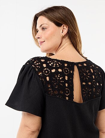 Tee-shirt maille crêpe et macramé