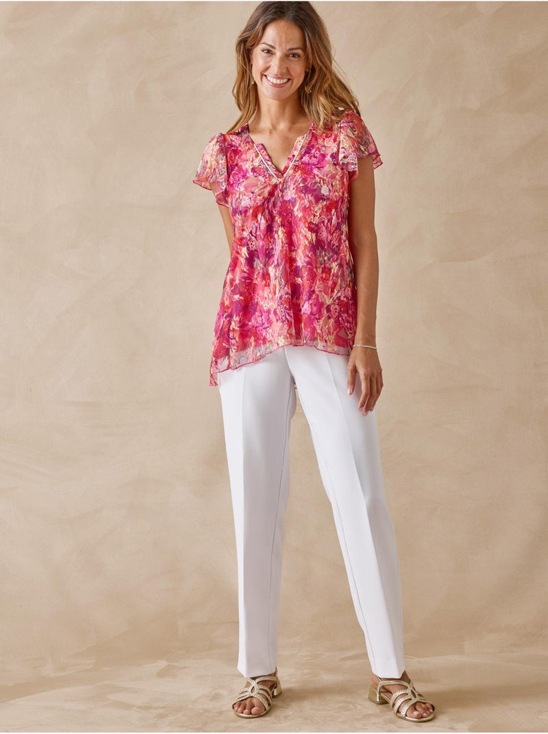 Tee-shirt maille dentelle - DAXON Rose/Multicolore - Kiabi