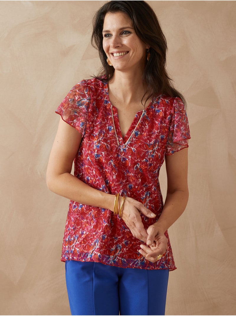 Tee-shirt maille dentelle - DAXON Rose/Multicolore - Kiabi