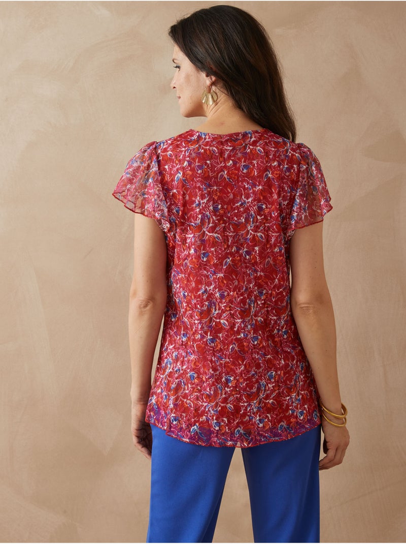 Tee-shirt maille dentelle - DAXON Rose/Multicolore - Kiabi