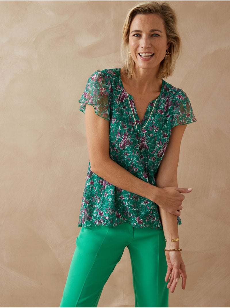 Tee-shirt maille dentelle - DAXON Vert - Kiabi