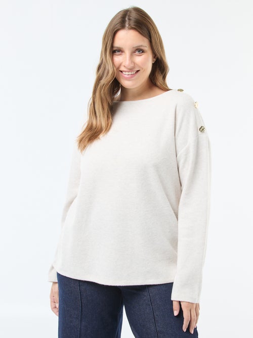 Tee-shirt maille doudou avec boutons dorés - Kiabi