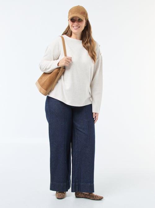 Tee-shirt maille doudou avec boutons dorés - Kiabi