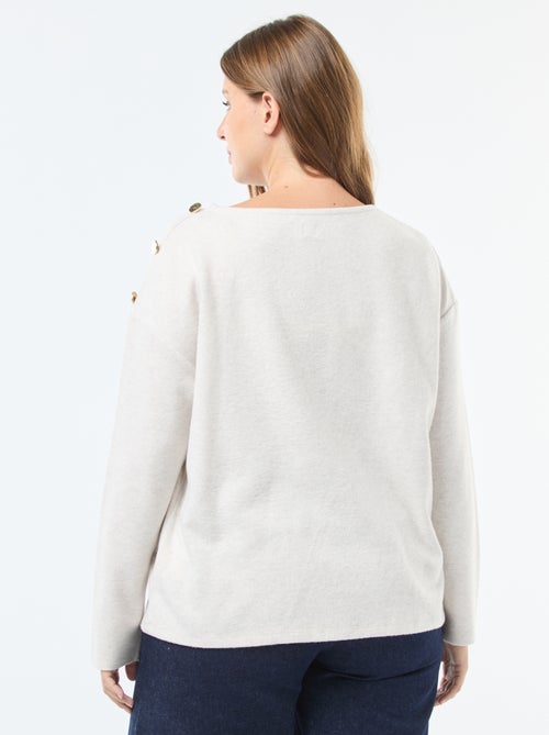 Tee-shirt maille doudou avec boutons dorés - Kiabi