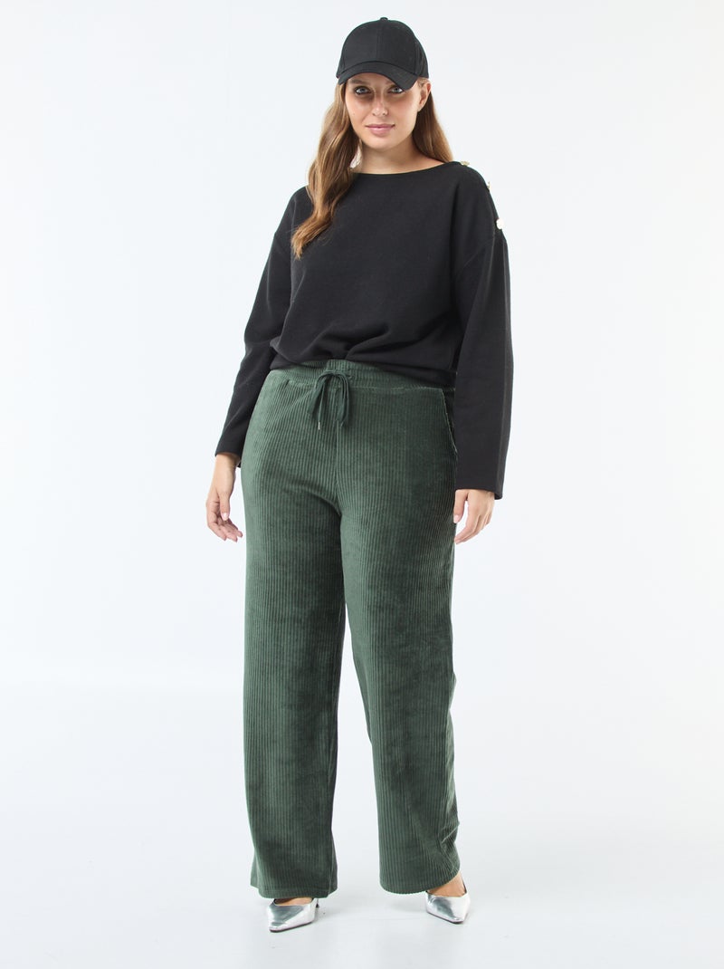 Tee-shirt maille doudou avec boutons dorés Noir - Kiabi