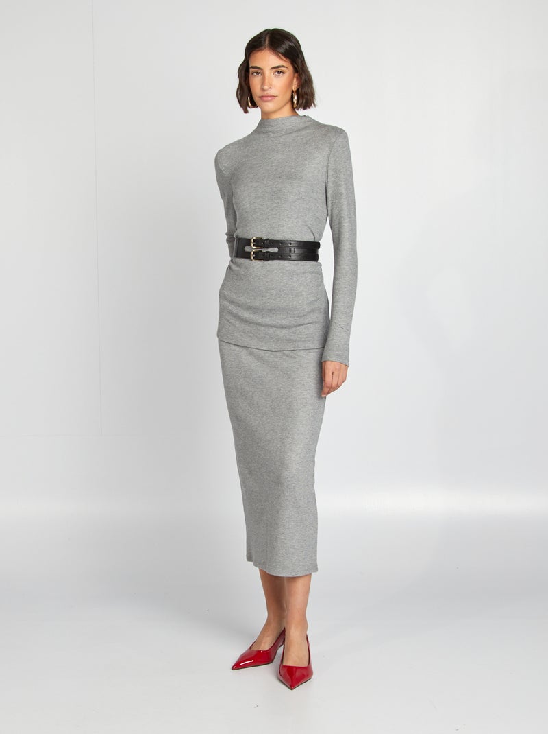 Tee-shirt maille doudou Gris - Kiabi