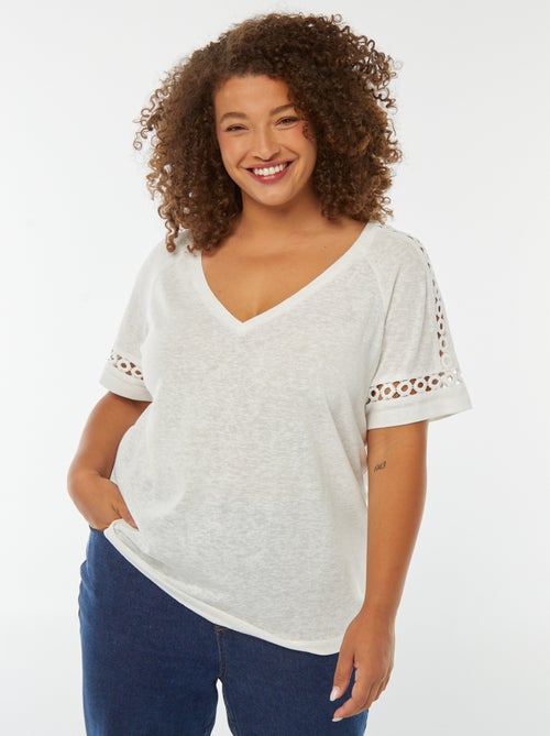 Tee-shirt maille moulinée avec détails macramé - Kiabi