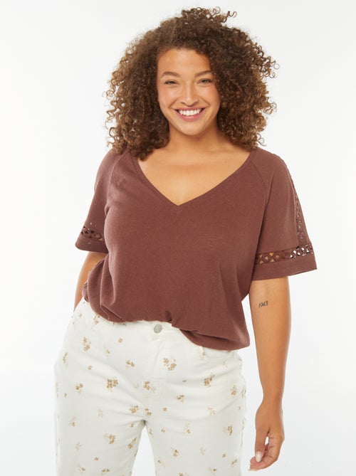 Tee-shirt maille moulinée avec détails macramé - Kiabi