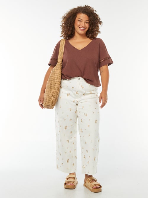 Tee-shirt maille moulinée avec détails macramé - Kiabi