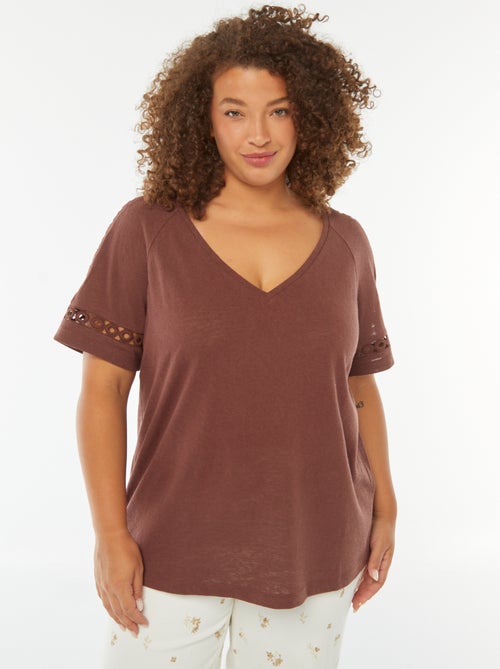 Tee-shirt maille moulinée avec détails macramé - Kiabi