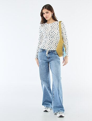 Tee-shirt maille pointelle fleuri