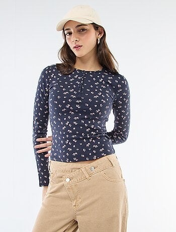 Tee-shirt maille pointelle fleuri