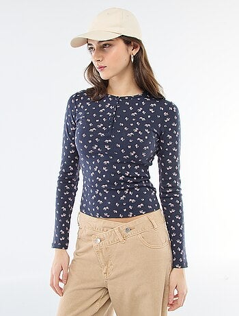 Tee-shirt maille pointelle fleuri