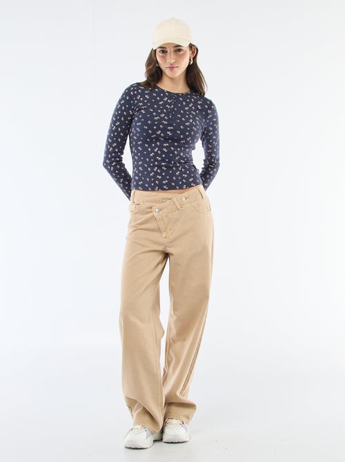 Tee-shirt maille pointelle fleuri - Kiabi