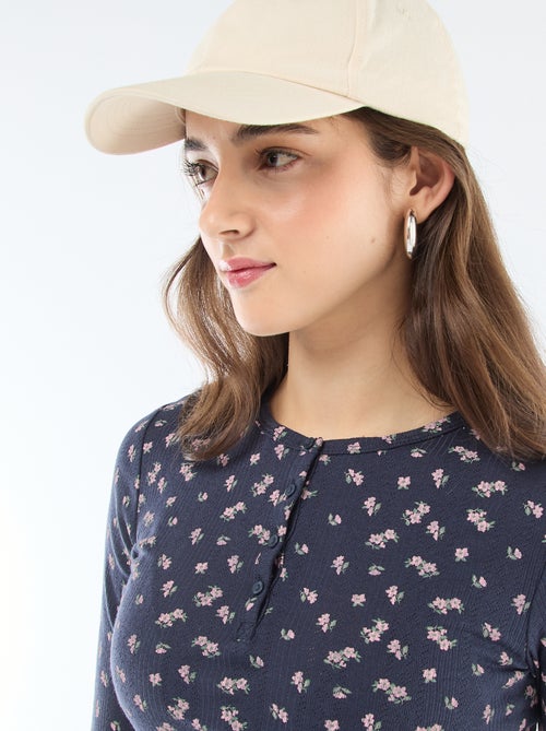 Tee-shirt maille pointelle fleuri - Kiabi