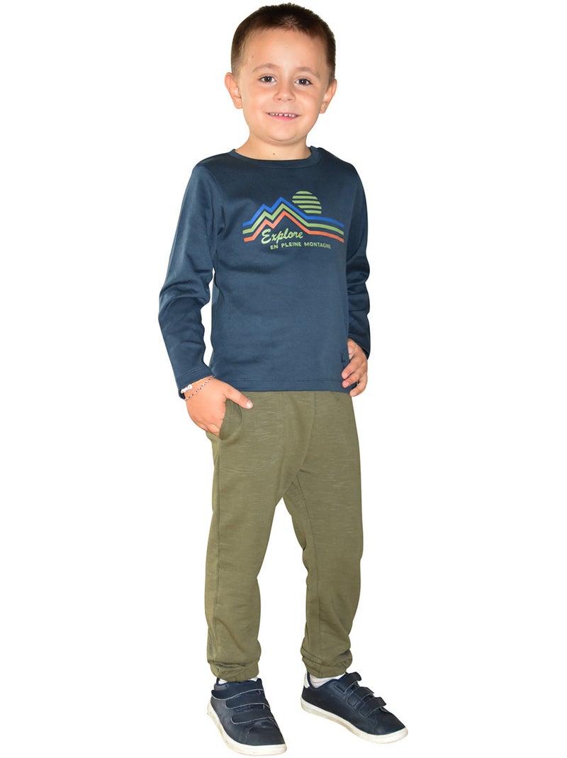 Tee-shirt malik interlock manches longues les grands de sucre d'orge Bleu - Kiabi