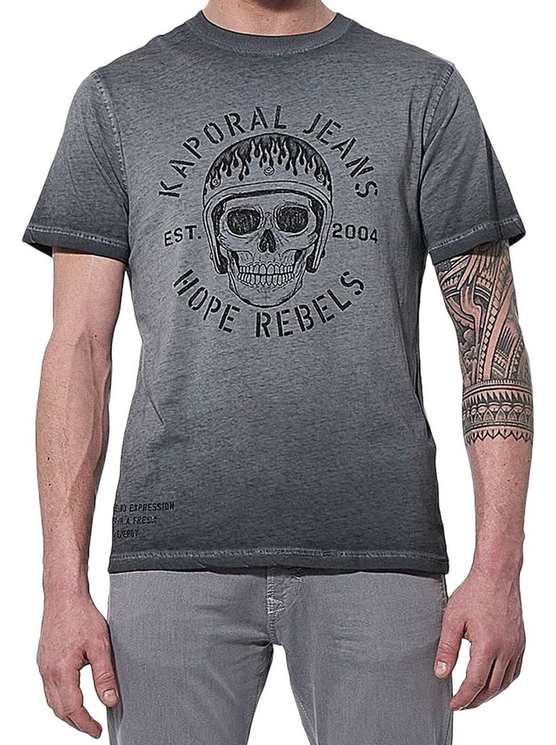 Tee Shirt Manche Courte Kaporal Makan Gris - Kiabi