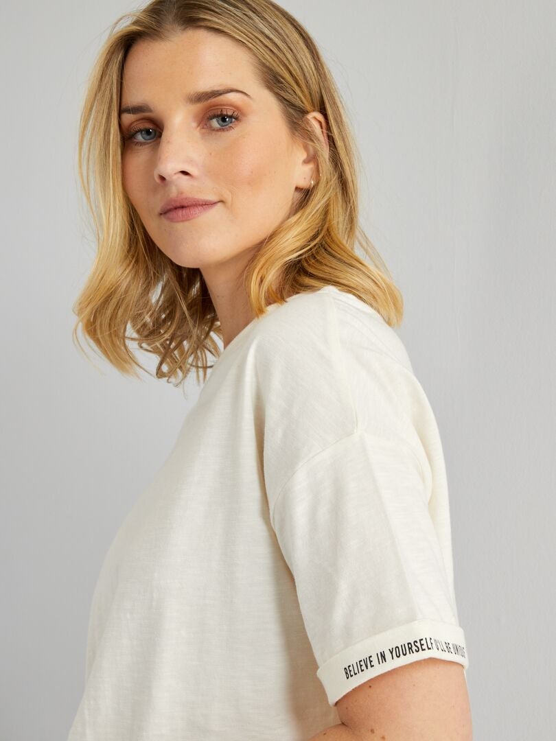 Tee-shirt manches boxy Beige - Kiabi
