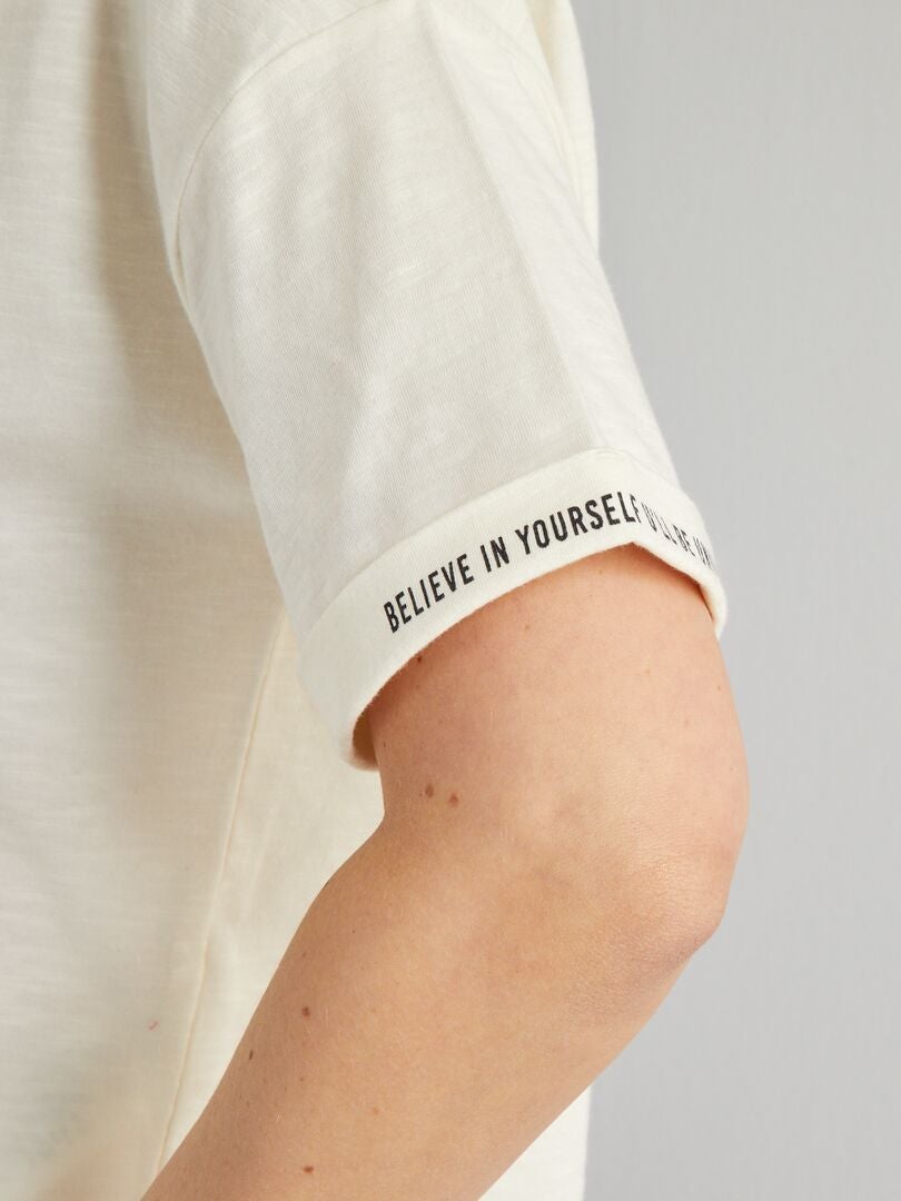 Tee-shirt manches boxy Beige - Kiabi