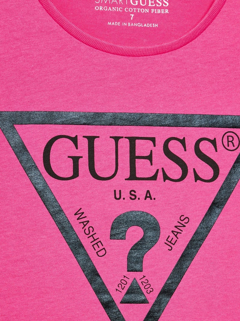 Tee shirt manches courtes - Guess kids Rose foncé - Kiabi