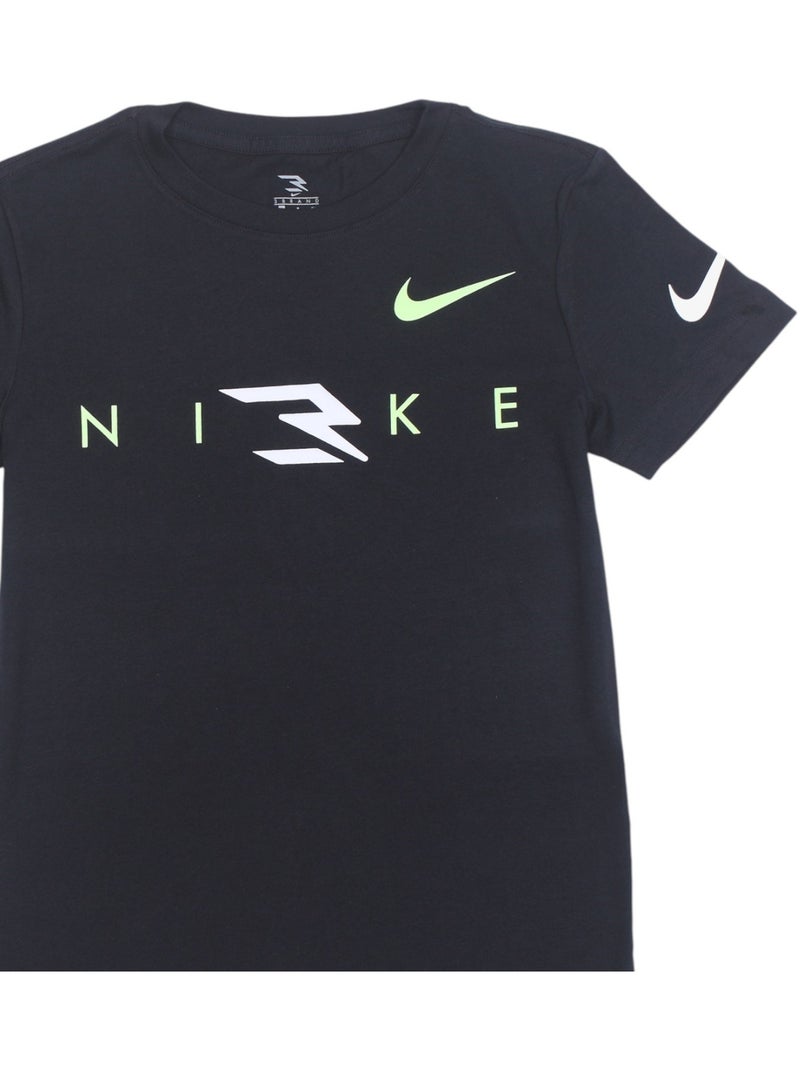 Tee Shirt manches courtes - Nike Noir Vert - Kiabi