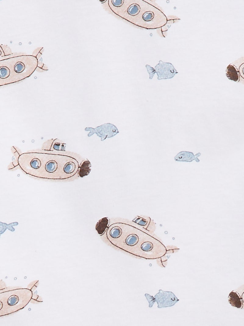 Tee-shirt manches courtes à motifs avec ouverture épaule BLANC - Kiabi