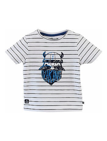 TEE SHIRT MANCHES COURTES A RAYURE