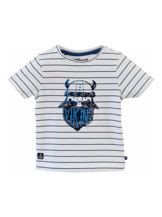 TEE SHIRT MANCHES COURTES A RAYURE