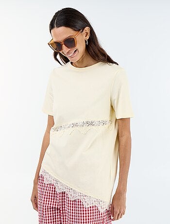 Tee-shirt manches courtes avec dentelle