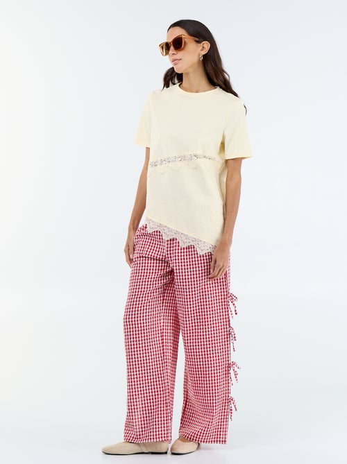 Tee-shirt manches courtes avec dentelle - Kiabi