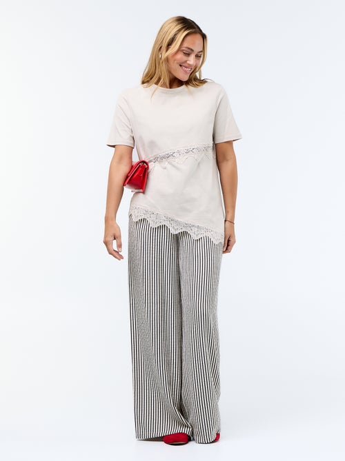 Tee-shirt manches courtes avec dentelle - Kiabi