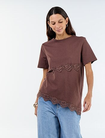 Tee-shirt manches courtes avec dentelle