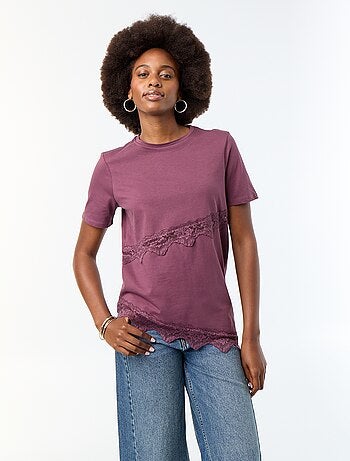 Tee-shirt manches courtes avec dentelle