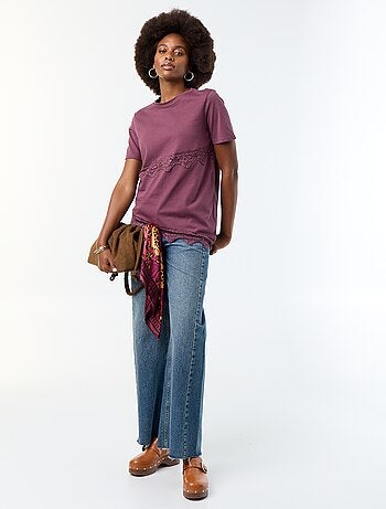 Tee-shirt manches courtes avec dentelle