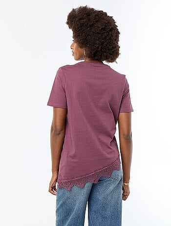 Tee-shirt manches courtes avec dentelle