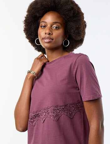 Tee-shirt manches courtes avec dentelle