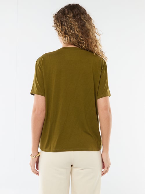 Tee-shirt manches courtes avec encolure en V - Kiabi