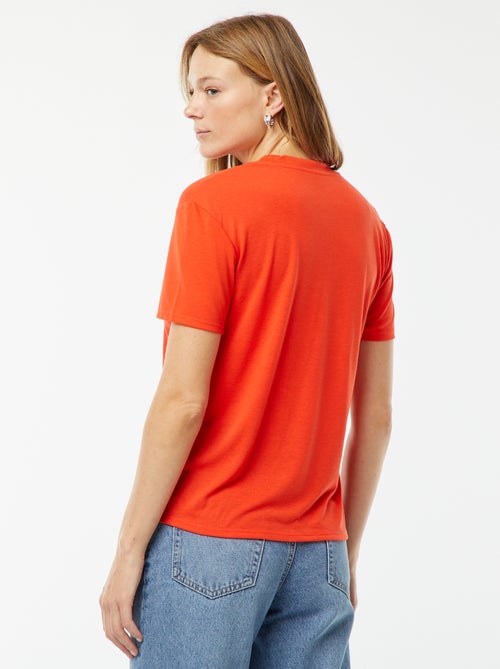 Tee-shirt manches courtes avec encolure en V - Kiabi