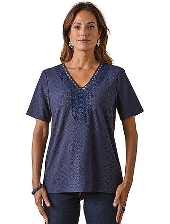 Tee-shirt manches courtes avec macramé - DAXON