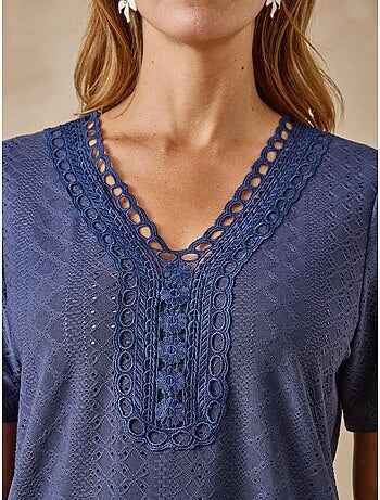 Tee-shirt manches courtes avec macramé - DAXON