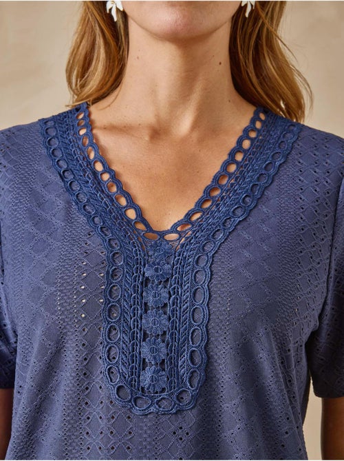 Tee-shirt manches courtes avec macramé - DAXON - Kiabi